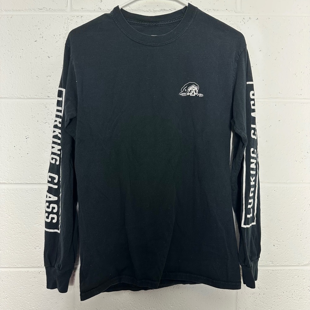 Lurking Class by‎ Sketchy Tank Black Long Sleeve T Shirt small Skull Graphic